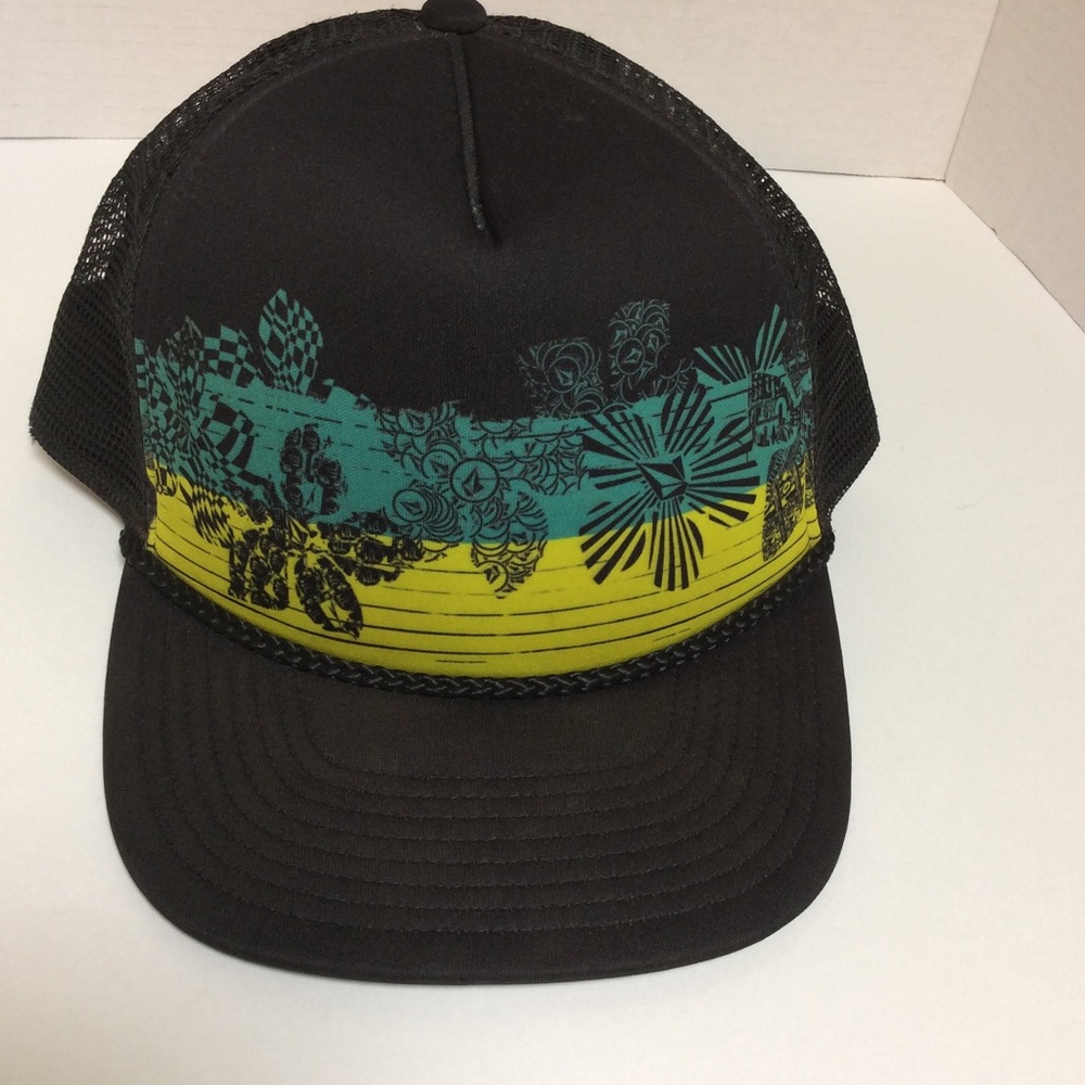 Volcom Mesh Trucker Green/Yellow Graphics Hat